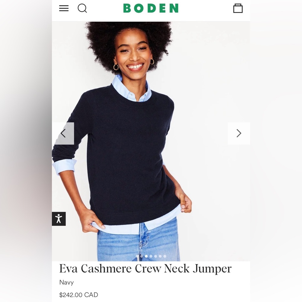 Boden crew neck wool navy sweater